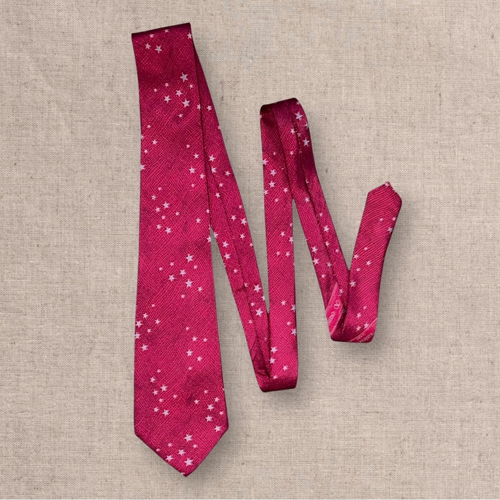 Valentino Silk Tie Red Star Pattern Designer Luxury Italy Necktie